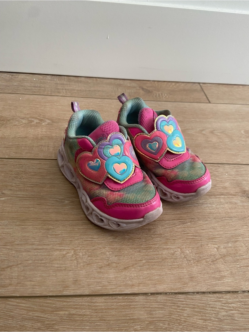 Skechers Toddler Heart-Light Pink & Teal Slip-On Sneakers